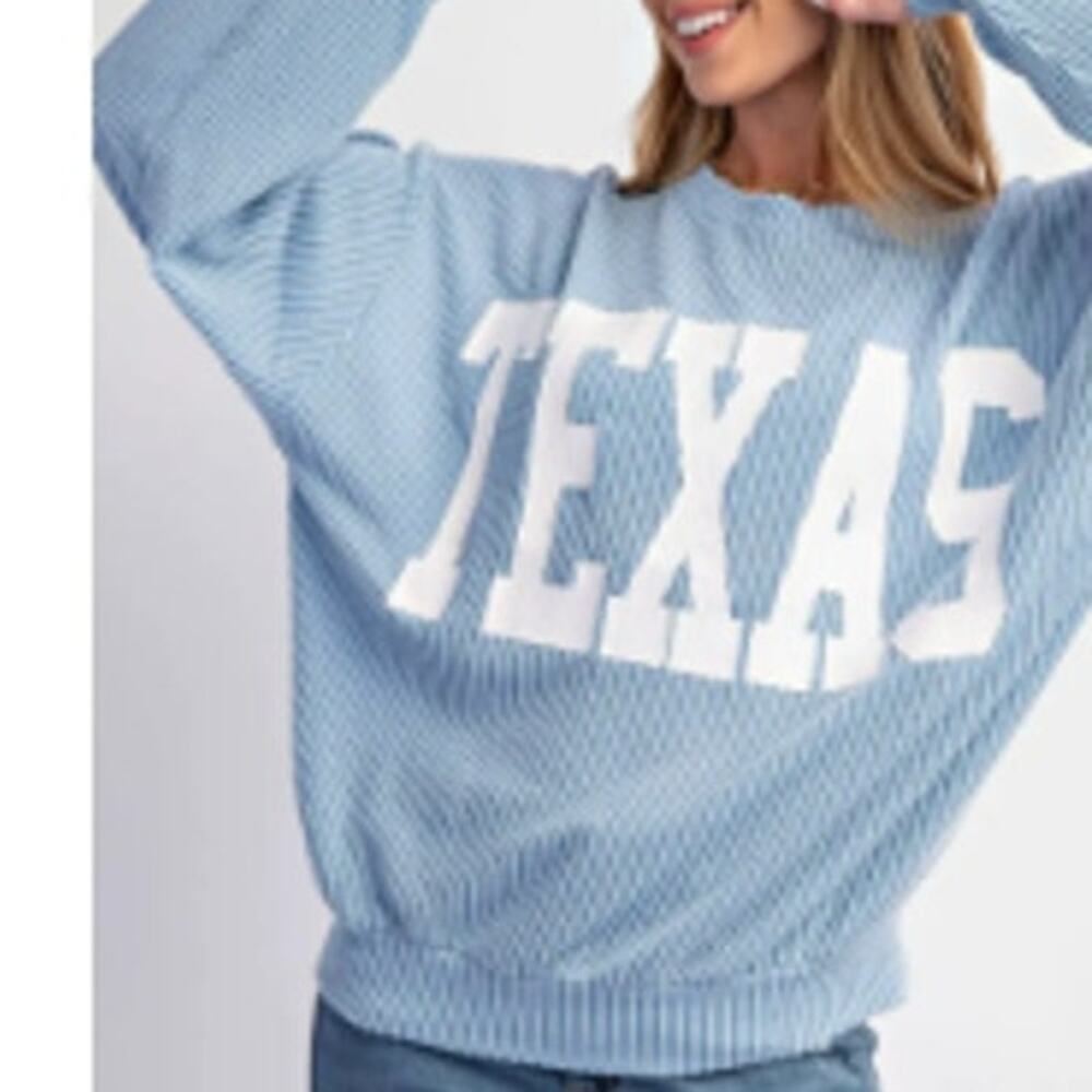 sweet generis "TEXAS" Ribbed Graphic Pullover Top Style #TP9078 - Size Small